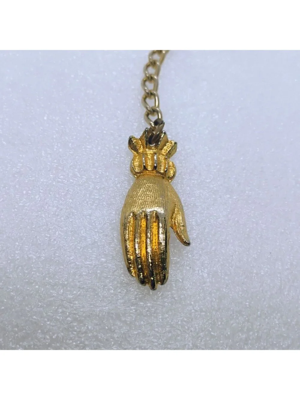 Vintage Open Hand Watch Chain Gold Tone Zipper Pull 18” - Picture 4 of 5